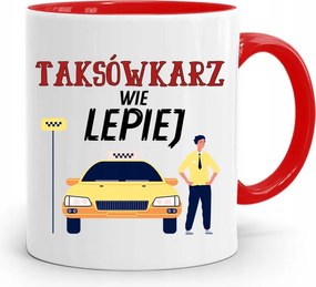 Piros Taxisofőr Bögre A Taxisofőr Jobban Tudja, fényképes nyomattal