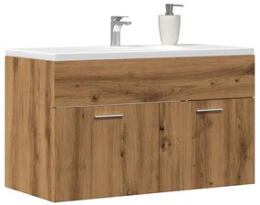kézműves tölgy szerelt fa mosdószekrény 90x38,5x46 cm