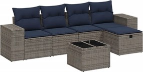vidaXL 6 részes szürke polyrattan kerti ülőgarnitúra párnákkal