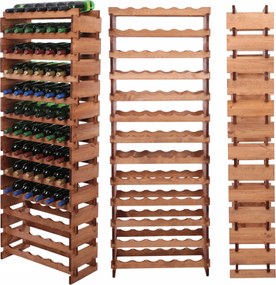 Borosüveg tartó állvány moduláris fenyő könyvespolc 13x6 szerszám nélküli impregnáló