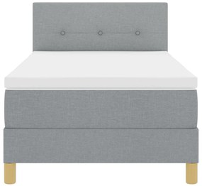 Boxspring ágy matraccal, világosszürke, 90x200 cm, szövet