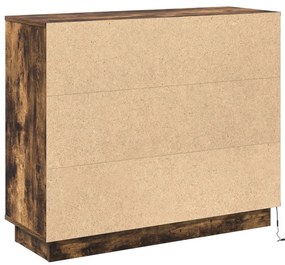 LED-es dohányzóasztal Füstölt tölgy 90x32x75 cm Műgyanta