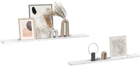 vidaXL Falpolc polcokkal 2 pcs Fehér márvány 115 x 9 x 3 cm Faanyag