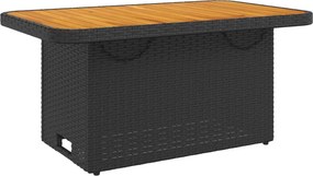 vidaXL fekete polyrattan és akácfa kerti asztal 90 x 55 x 71 cm