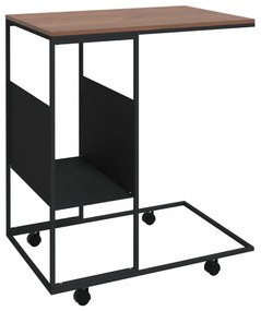 fekete szerelt fa kisasztal kerekekkel 55x36x63,5 cm