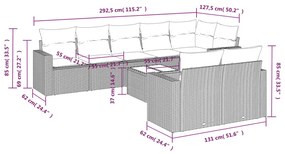 9 részes bézs polyrattan kerti ülőgarnitúra párnákkal