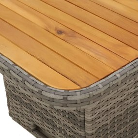 szürke polyrattan és akácfa kerti asztal 90 x 55 x 71 cm