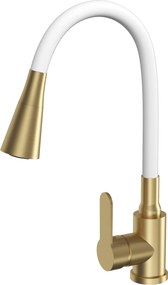 Gamma Flex 3000, álló mosogatócsaptelep flexibilis karral, matt fehérarany, GMA-BFX-3000WHGD