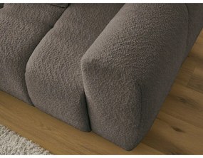 Barna buklé kinyitható-tárolóhelyes sarokkanapé (bal oldali-heverő résszel) Roxelane – Bobochic Paris