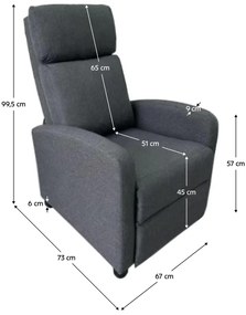 Relaxációs fotel, szürke, KRESO