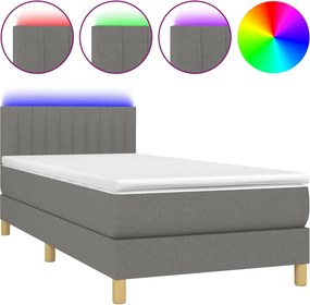 vidaXL sötétszürke szövet rugós és LED-es ágy matraccal 90x200 cm