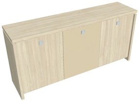 Verno alacsony szekrény 188 x 46 x 90 cm, kombinált ajtó, akác / vanília