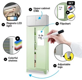 Kétajtós szekrény polcokkal JAN H, 900 x 1950 x 400 mm, Fresh Style: pasztellzöld