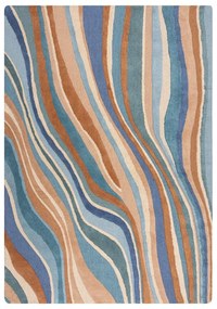 Kék kézi szövésű gyapjú szőnyeg 120x170 cm Abstract Flow – Flair Rugs