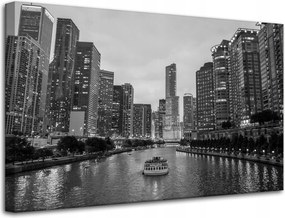 Chicago vászonkép fekete-fehér 80X50 cm