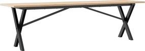 vidaXL tömör fenyőfa és acél dohányzóasztal X-vázzal 160x40x45 cm