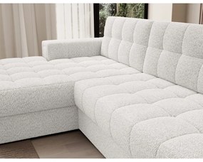 Krémszínű buklé kinyitható sarokkanapé (bal oldali-heverő résszel) Blezalt – ELTAP