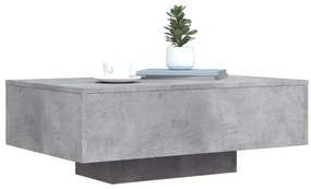 Betonszürke dohányzóasztal LED-lámpákkal 85 x 55 x 31 cm
