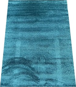 Szőnyeg 140x190 Egyszínű Nappaliba Türkiz Puha Húsos Vastag Haj 2 CM