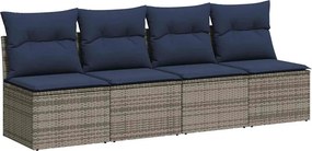 vidaXL | Kerti kanapé | párnával Szürke 220 x 62 x 69cm polirattan