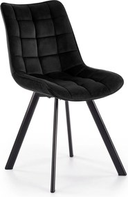 Kárpitozott szék velvet fekete steppelt étkező konyha nappali K332