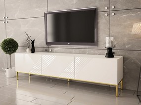 HUNE TV-asztal - fehér / fényes fehér