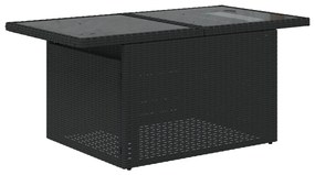 7 Részes Kerti Kanapé Szett Párnákkal Fekete Poly Rattan, 2-üléses Kerti Kanapé Párnákkal Fekete Poly Rattan