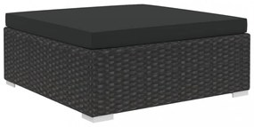 12 részes fekete polyrattan kertibútor-garnitúra párnákkal