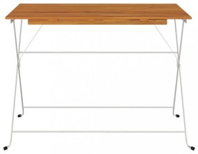 tömör akácfa és acél összecsukható bisztróasztal 100x54x71 cm