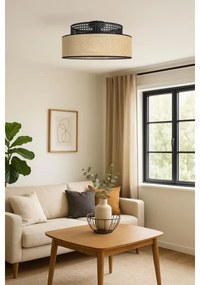 Mennyezeti lámpa BOHO 1xE27/60W/230V átm. 40 cm fekete/rattan