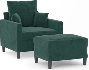 vidaXL sötétzöld bársony kanapéfotel lábtartóval 60 cm