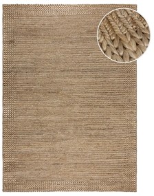 Natúr színű kézi szövésű kenaf szőnyeg 120x170 cm Drew Border – Flair Rugs