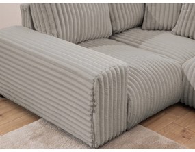 Világosszürke kordbársony sarokkanapé (bal oldali-U alakú) Justin – Ropez