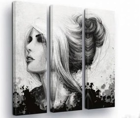 Vászonkép 90x100 Női portré monokróm vázlat grafika szépség stílus