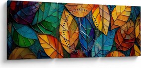 Kép - Levélmozaik (órával) (90x30 cm)