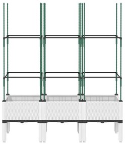 fehér polipropilén rácsos kerti ültetőláda 120 x 40 x 142,5 cm