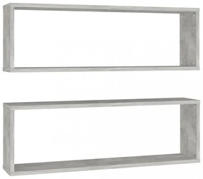 2 db betonszürke szerelt fa fali kockapolc 80 x 15 x 26,5 cm