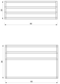 Fali törölközőtartó 37x60 cm fehér