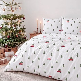 Goldea karácsonyi pamut ágyneműhuzat - út a karácsonyfáért 220 x 200 és 2db 70 x 90 cm