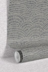 Esselle Home Elemental Dalty szürke-törtfehér hullámos texturált vlies tapéta – 100625EH