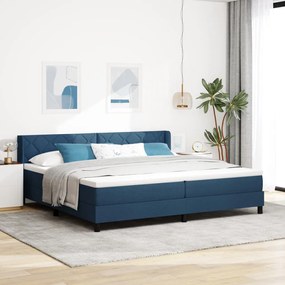 Boxspring ágy matraccal, kék színben, 200cm x 200cm, szövet.