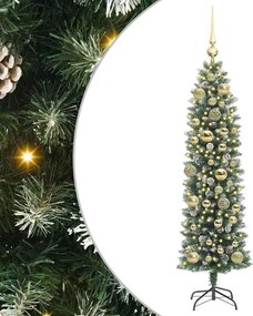 vidaXL Mű Karcsú Karácsonyi Fa 150 LED-del Zöld és Fehér 120 cm