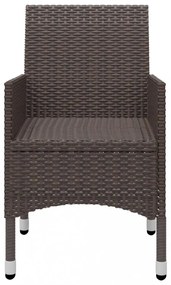 3 részes barna polyrattan és edzett üveg kerti bisztrószett