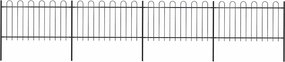 vidaXL fekete acélkerítés karikás tetejű 714,5 x 100 cm