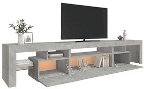 betonszürke TV-szekrény LED lámpákkal 215x36,5x40 cm
