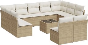 vidaXL 12 részes bézs polyrattan kerti ülőgarnitúra párnákkal