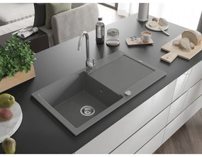 Mexen Leo - gránit mosogató 90x50cm, 1 kamrás, szürke, 6501901010-71
