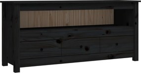 vidaXL fekete tömör fenyőfa TV-szekrény 114 x 35 x 52 cm