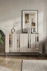 Mia 120 - White, Travertine, Silver