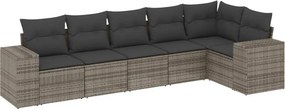 vidaXL 6 részes szürke polyrattan kerti ülőgarnitúra párnákkal